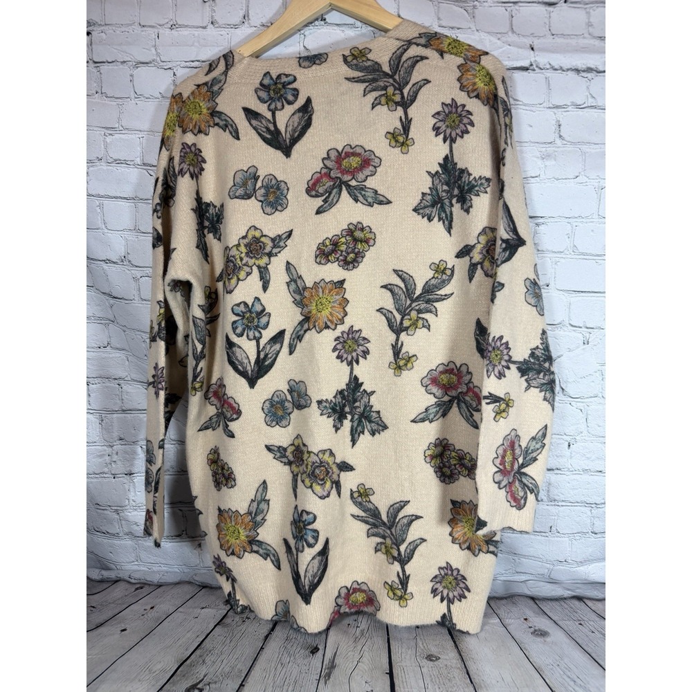 Women Floral/Botanical Wool/Cotton XL Button Front Cardigan Earthtone WIldflower - Picture 6 of 8